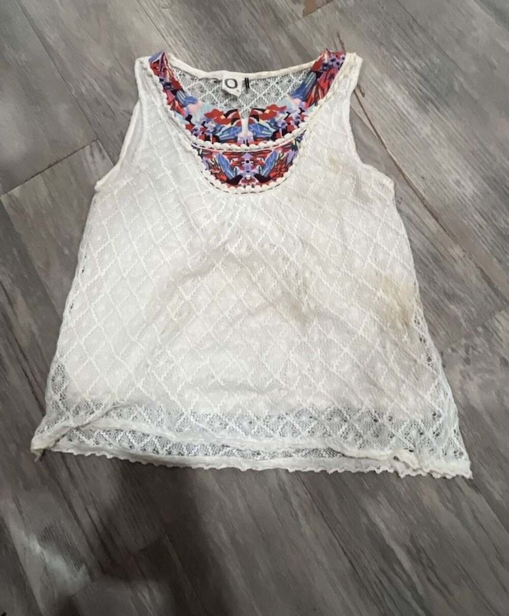 Akemi + Kin Embroidered Yoke Lace Tank Top Size S Ivory